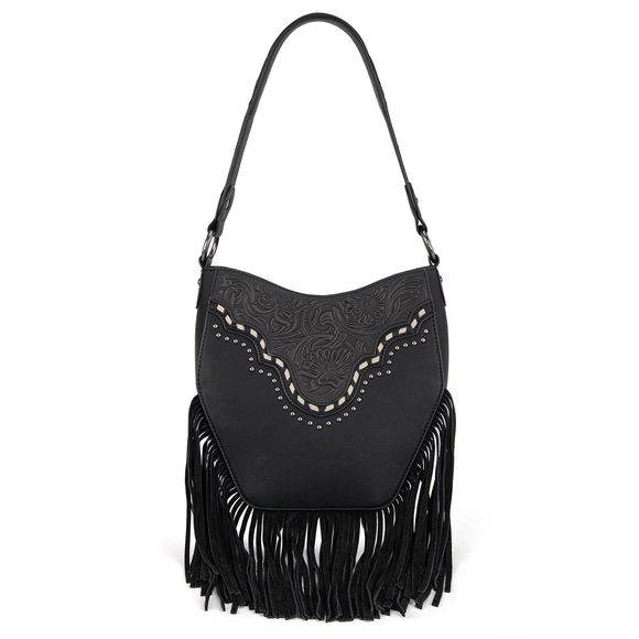Fringe Hobo Bags for Women Western Floral Tooled Top Handle Shoulder Purses😝